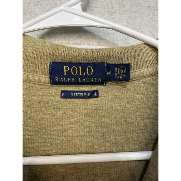 Polo Ralph Lauren Sweater Medium 1/4 Zip Brown Pullover Estate Rib Cotton - Picture 4 of 9